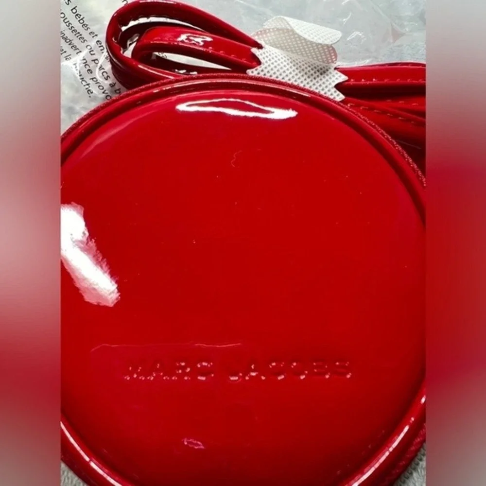 Marc Jacobs Red‎ Patent Leather Round Crossbody Bag Circular Logo Purse NWOT